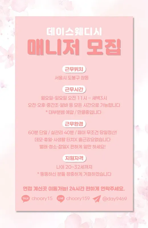 데이스웨디시 구인광고 이미지